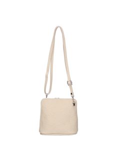 Olasz bőr 5128 bézs virágos bőr női kicsi oldaltáska