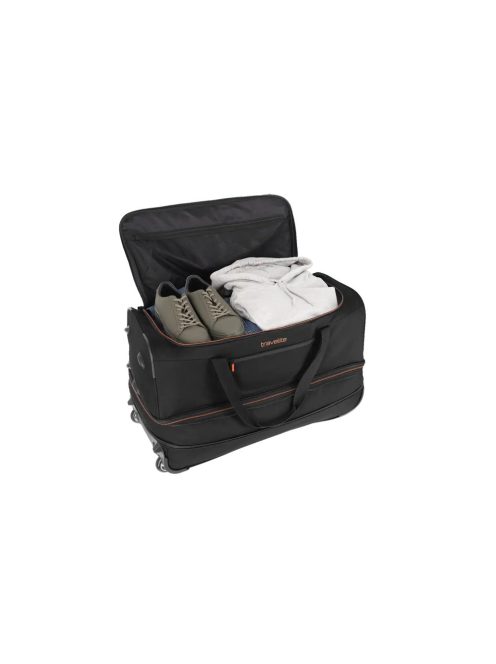 Travelite 96276-01 Basics L fekete narancssárga 70 cm nagy méretű gurulós utazótáska 