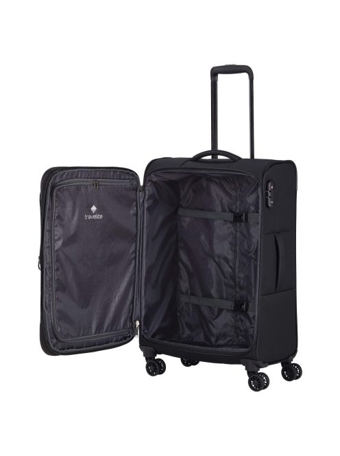 Travelite 80048-01 Chios M fekete 4 kerekű közepes méretű bőrönd 