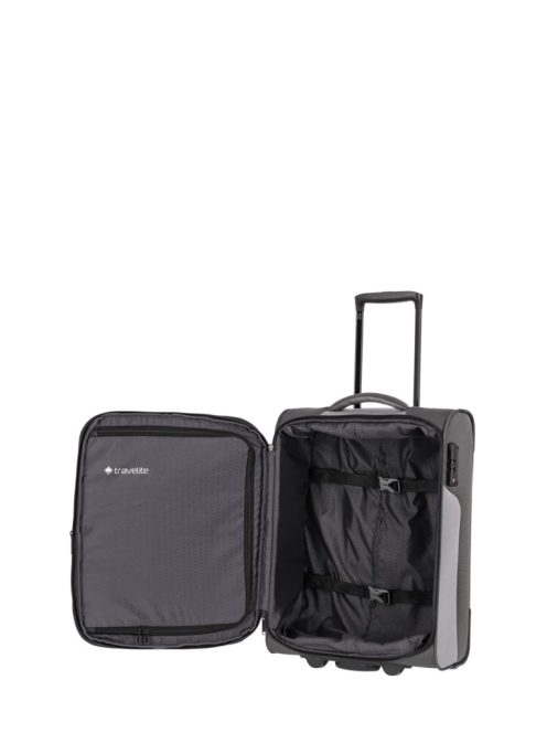 Travelite 92807-4 Viia S antrazit 2 kerekű bővíthető kabin méretű bőrönd 