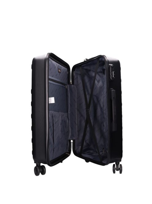 Benzi 5598 M fekete 4 kerekű közepes méretű bőrönd