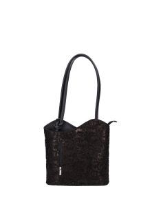 Olasz bőr 238 fekete új virágos női hátizsák és válltáska