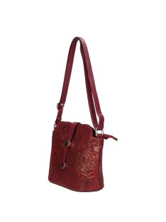 Olasz bőr 0600 bordó arany virág kicsi női válltáska