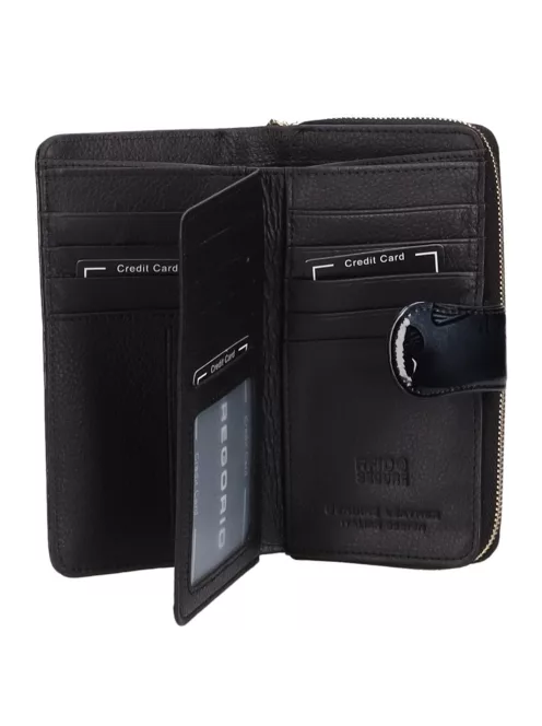 Gregorio BT-116 fekete lakk bőr női pénztárca