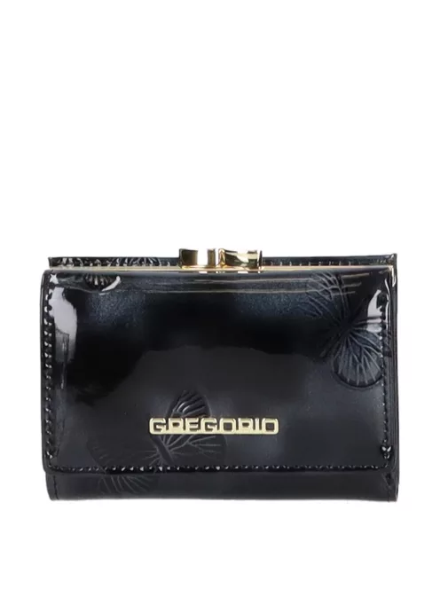 Gregorio BT-117 fekete lakk bőr kicsi pénztárca