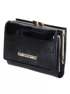 Gregorio BT-117 fekete lakk bőr kicsi pénztárca