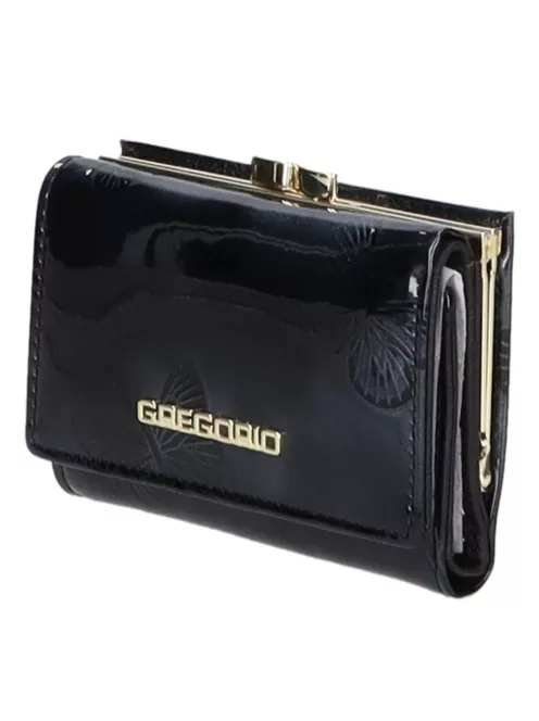 Gregorio BT-117 fekete lakk bőr kicsi pénztárca