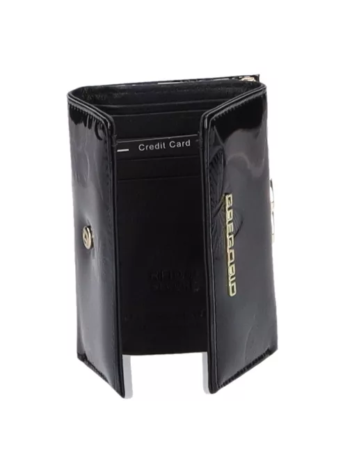 Gregorio BT-117 fekete lakk bőr kicsi pénztárca