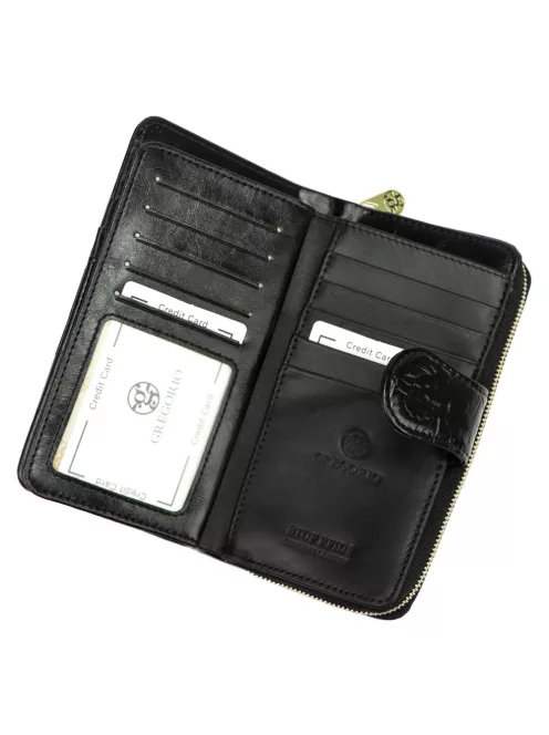 Gregorio HL116 fekete virágos női pénztárca