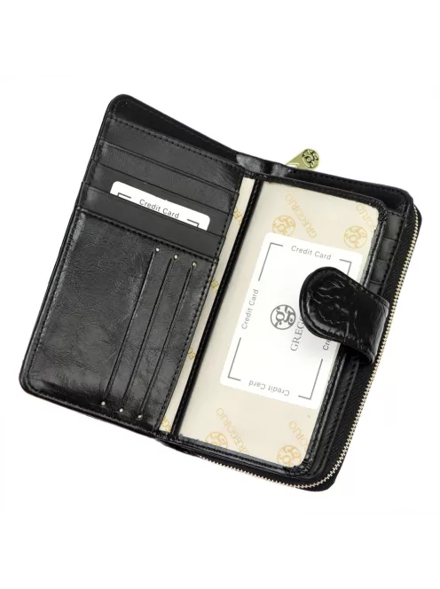 Gregorio HL116 fekete virágos női pénztárca