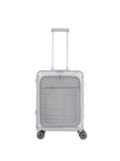   Travelite Next S+ ezüst laptoptartós kabin méretű prémium alumínium bőrönd 