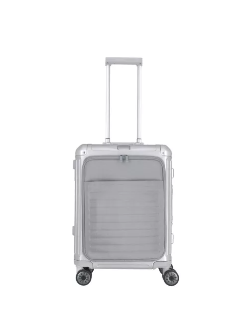 Travelite Next S+ ezüst laptoptartós kabin méretű prémium alumínium bőrönd 