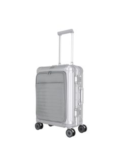   Travelite Next S+ ezüst laptoptartós kabin méretű prémium alumínium bőrönd 
