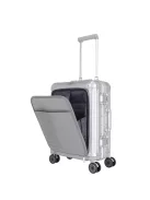 Travelite Next S+ ezüst laptoptartós kabin méretű prémium alumínium bőrönd 