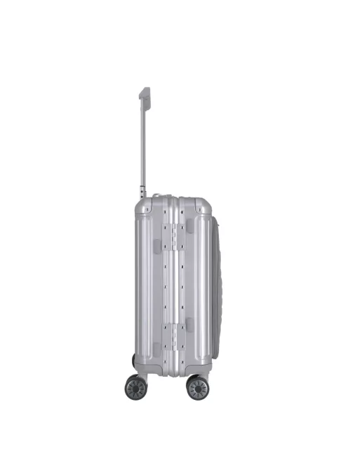 Travelite Next S+ ezüst laptoptartós kabin méretű prémium alumínium bőrönd 
