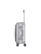 Travelite Next S+ ezüst laptoptartós kabin méretű prémium alumínium bőrönd 