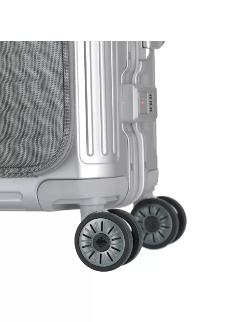 Travelite Next S+ ezüst laptoptartós kabin méretű prémium alumínium bőrönd 