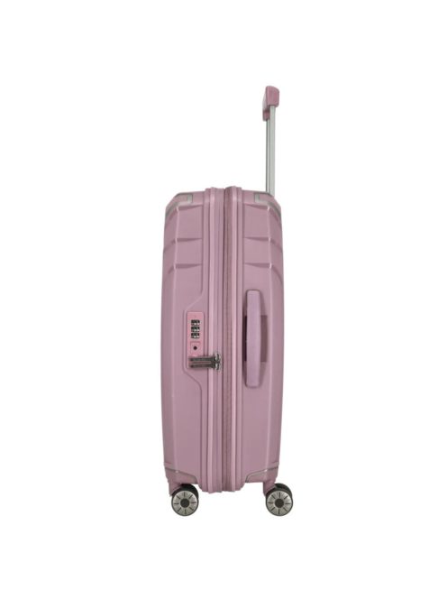 Travelite Elvaa M rose 4 kerekű bővíthető közepes méretű prémium bőrönd 