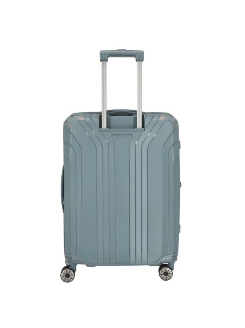 Travelite Elvaa M blaugrau 4 kerekű bővíthető közepes méretű prémium bőrönd 