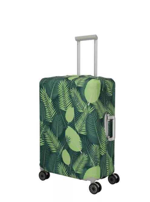 Travelite bőröndhuzat M közepes méretű zöld leveles