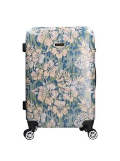 Benzi 5748 L zöld virágos nagy méretű bőrönd