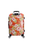 Benzi 5748 M narancs virágos közepes méretű bőrönd