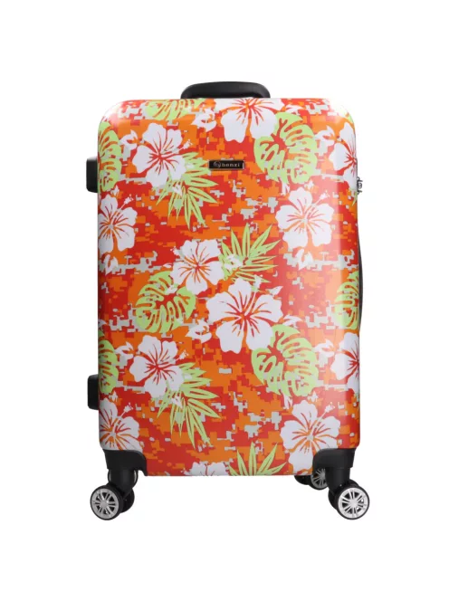 Benzi 5748 L narancs virágos nagy méretű bőrönd