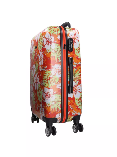 Benzi 5748 L narancs virágos nagy méretű bőrönd