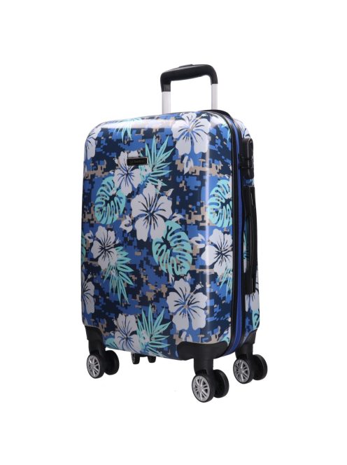 Benzi 5748 S kék virágos kabinbőrönd