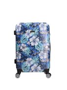 Benzi 5748 M kék virágos közepes méretű bőrönd