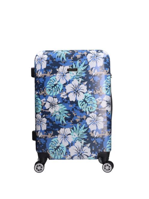 Benzi 5748 M kék virágos közepes méretű bőrönd