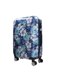 Benzi 5748 M kék virágos közepes méretű bőrönd