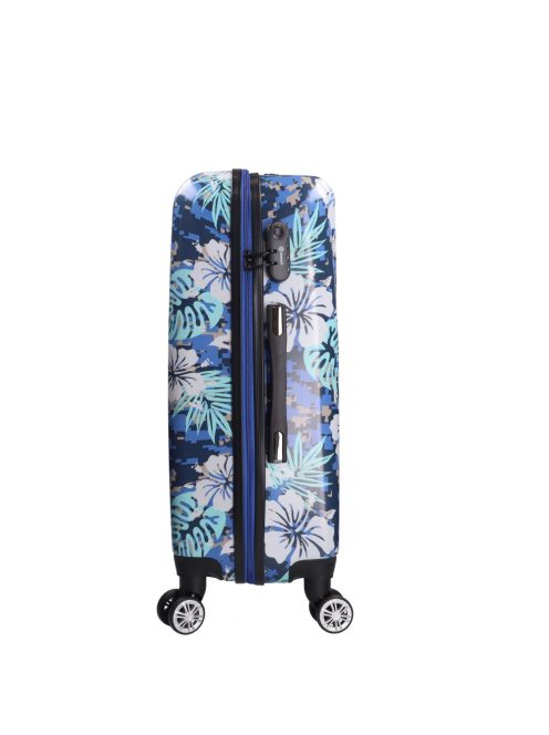 Benzi 5748 M kék virágos közepes méretű bőrönd