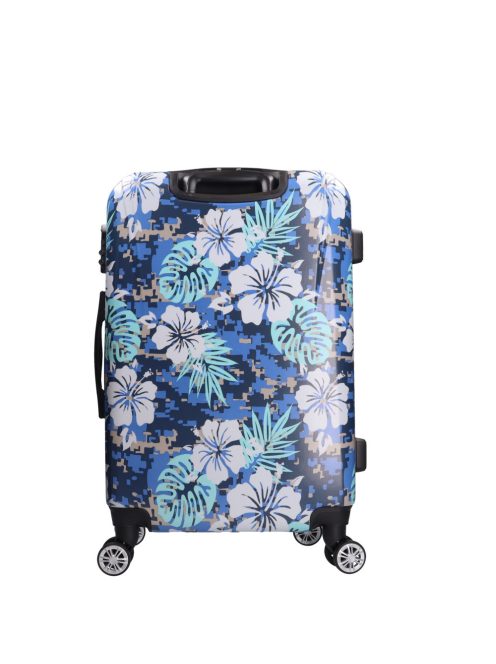 Benzi 5748 M kék virágos közepes méretű bőrönd