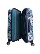 Benzi 5748 M kék virágos közepes méretű bőrönd
