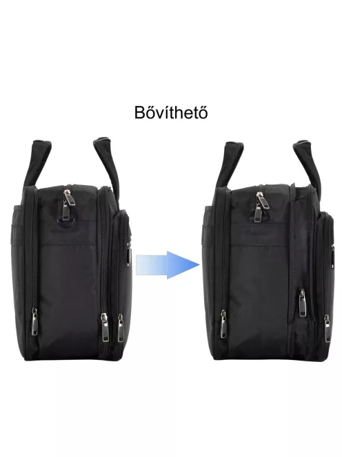 Bontour 2108 fekete bővíthető laptoptáska 17,3