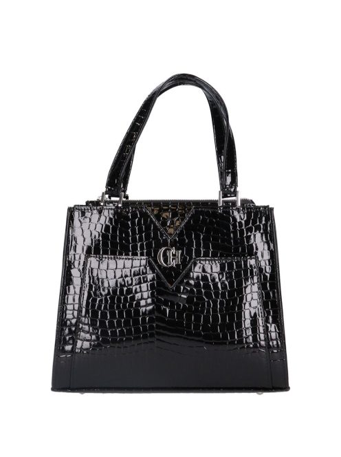 Chiara M 8029 fekete lakk rostbőr női kézitáska