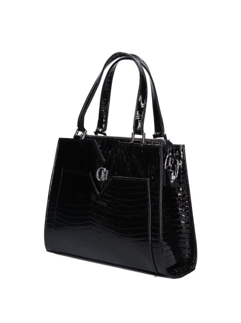 Chiara M 8029 fekete lakk rostbőr női kézitáska