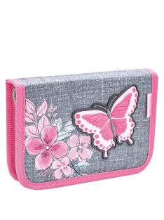 Belmil szürke-rózsaszín pillangós lány tolltartó