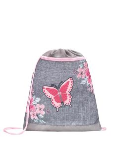 Belmil szürke-rózsaszín pillangós lány tornazsák