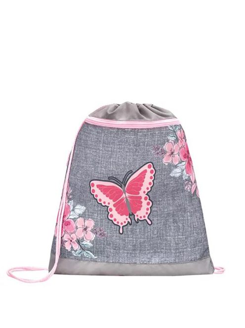 Belmil szürke-rózsaszín pillangós lány tornazsák