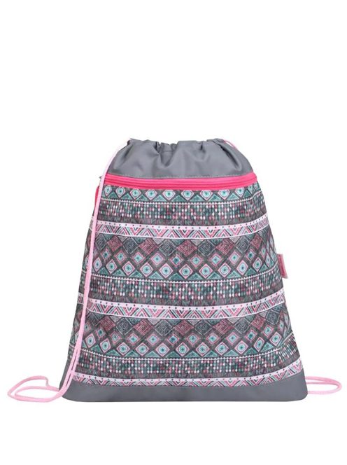 Belmil szürke-rózsaszín mintás lány tornazsák