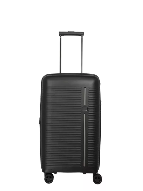 Travelite Roomer fekete 4 kerekű bővíthető közepes bőrönd