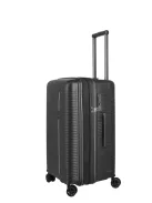 Travelite Roomer fekete 4 kerekű bővíthető közepes bőrönd