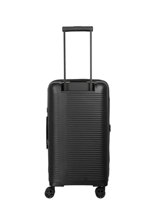Travelite Roomer fekete 4 kerekű bővíthető közepes bőrönd
