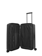 Travelite Roomer fekete 4 kerekű bővíthető közepes bőrönd