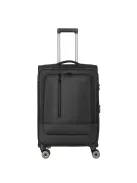 Travelite Crosslite M fekete bővíthető közepes méretű bőrönd 