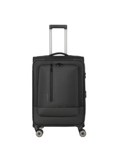   Travelite Crosslite M fekete bővíthető közepes méretű bőrönd 
