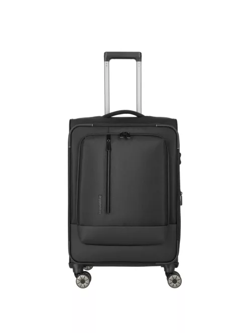 Travelite Crosslite M fekete bővíthető közepes méretű bőrönd 