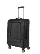 Travelite Crosslite M fekete bővíthető közepes méretű bőrönd 